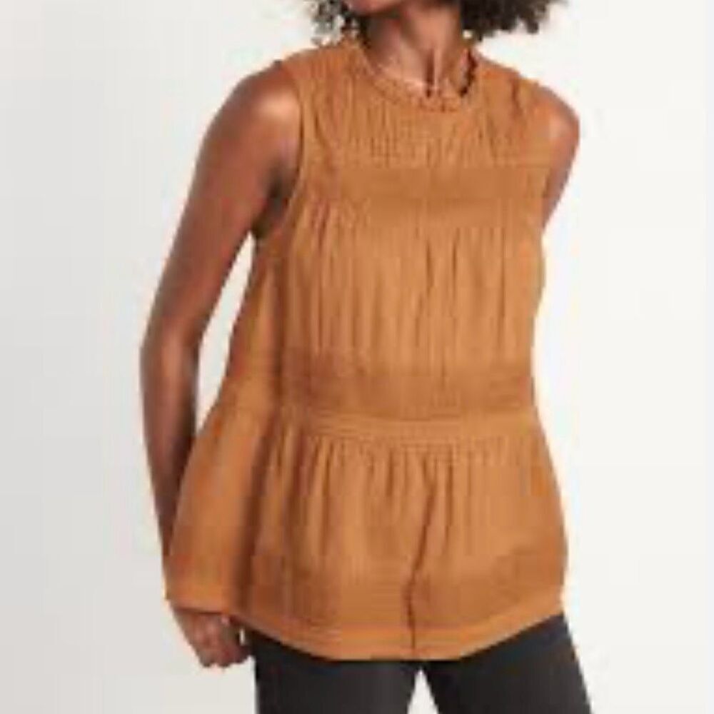 Old Navy Brown Embroidered swing tank size small